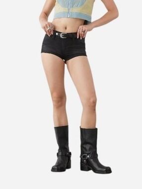 Cheap Monday Sleezie denim hot pant shorts in washed black.